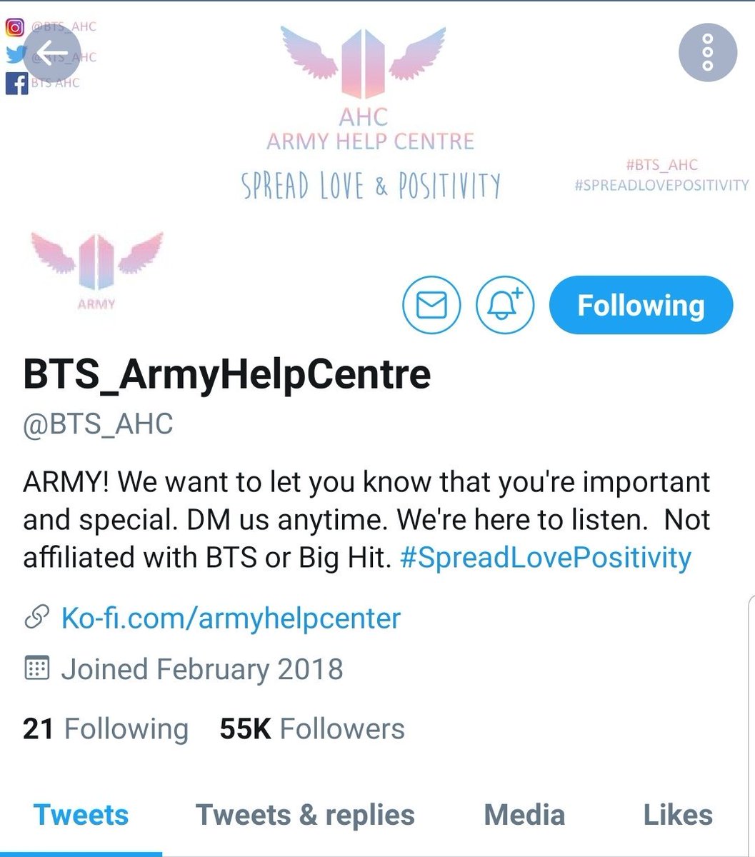 There is  @BTS_AHC, an ARMY-run account that advocates for mental health awareness and offers help to those who are struggling, they are a beacon of hope to those who live in an environment where they can't talk to anyone they know about their struggles.