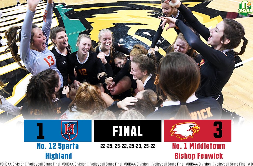 #OHSAA VOLLEYBALL: No. 1 Middletown Bishop Fenwick won set 4, 25-22, defeating No. 12 Sparta Highland 3-1 in the Division II championship game 🏐