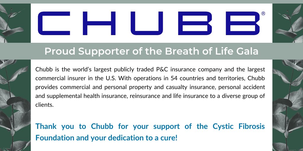 CFF_Minn's tweet photo. Thank you to @ChubbNA for your support of the Cystic Fibrosis Foundation and your dedication to a cure! https://t.co/zeAmiYX5TM