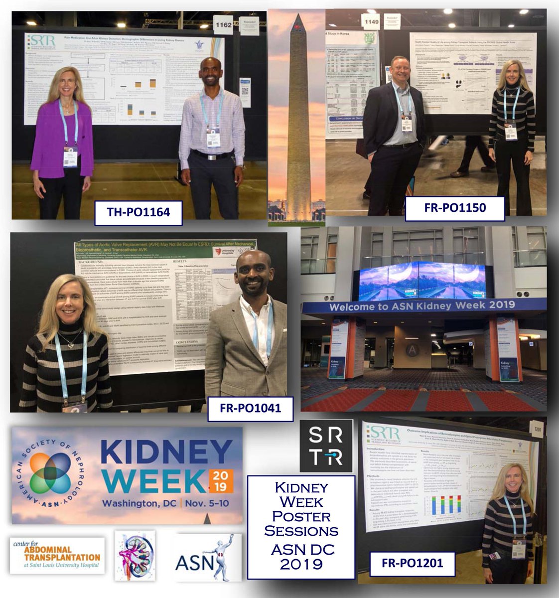 Honored to share our research including #pharmacoepidemiologic studies among #LivingDonors &amp; #TransplantRecipients, aortic valve replacement in ESRD, &amp; #PatientReportsOutcomes after transplant at #ASN2019 #KidneyWeek Poster Sessions. <a href="/SLUHospital/">SLU Hospital</a> <a href="/RajSarabu/">Raj Sarabu</a> <a href="/dpeipert/">Devin Peipert</a> <a href="/SRTRNews/">SRTR</a>