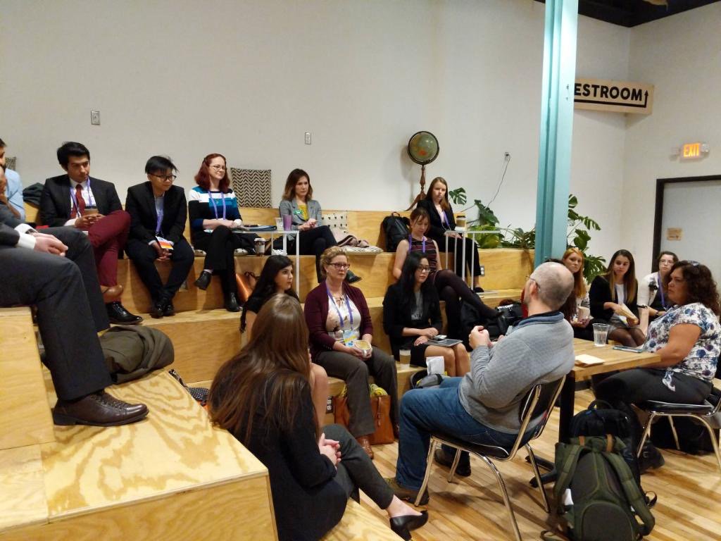 The AERA ROGCT SIG Grad Student Committee had a great turnout for their grad student coffee meet up at #NAGC19! Thanks to <a href="/HodgesJaret/">Jaret Hodges</a> for speaking to the group about accessing secondary data and implementing #OpenScience practices. #giftedminds