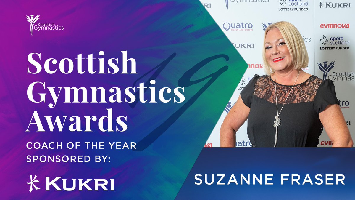 Our coach of the year sponsored by@ScotlandKukri is Suzanne Fraser from Acrobay Gymnastics Trust who has just returned from the acrobatic European championships with her medal-winning trio! Congratulations Suzanne 👏👏
#ScotGymAwards19
