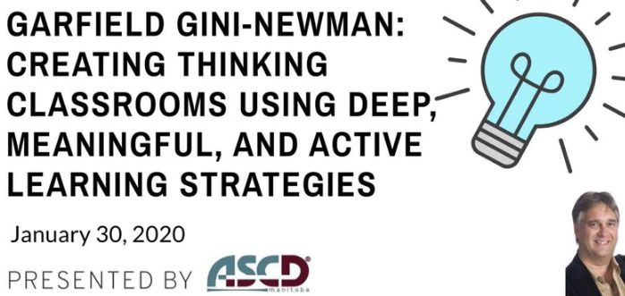 Come and learn how to create thinking classrooms using deep, meaningful and active learning strategies.
Thurs. January 30, 2020 9:00 AM – 3:30 PM CST
Register on #Eventbrite