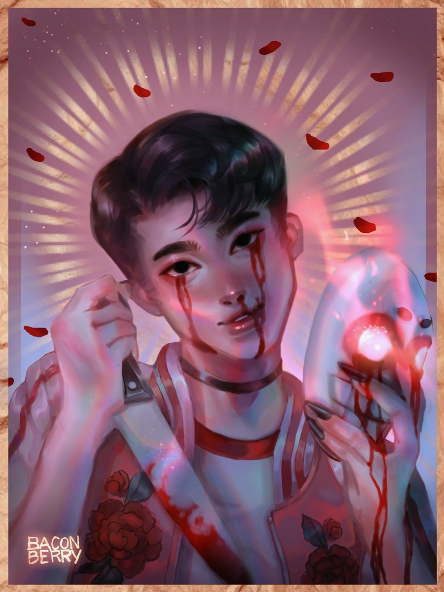 Bacon__Berry's tweet photo. I finally have free time to finish this wip from june,, qwq anyways ,,!!! Its my boi potchi, with his,,, face reveal (･´з`･)
🔪🌸✨🔪🌸✨
#drawthisinyourstyle #dtiys  #potchi https://t.co/5ZYpUACIZT