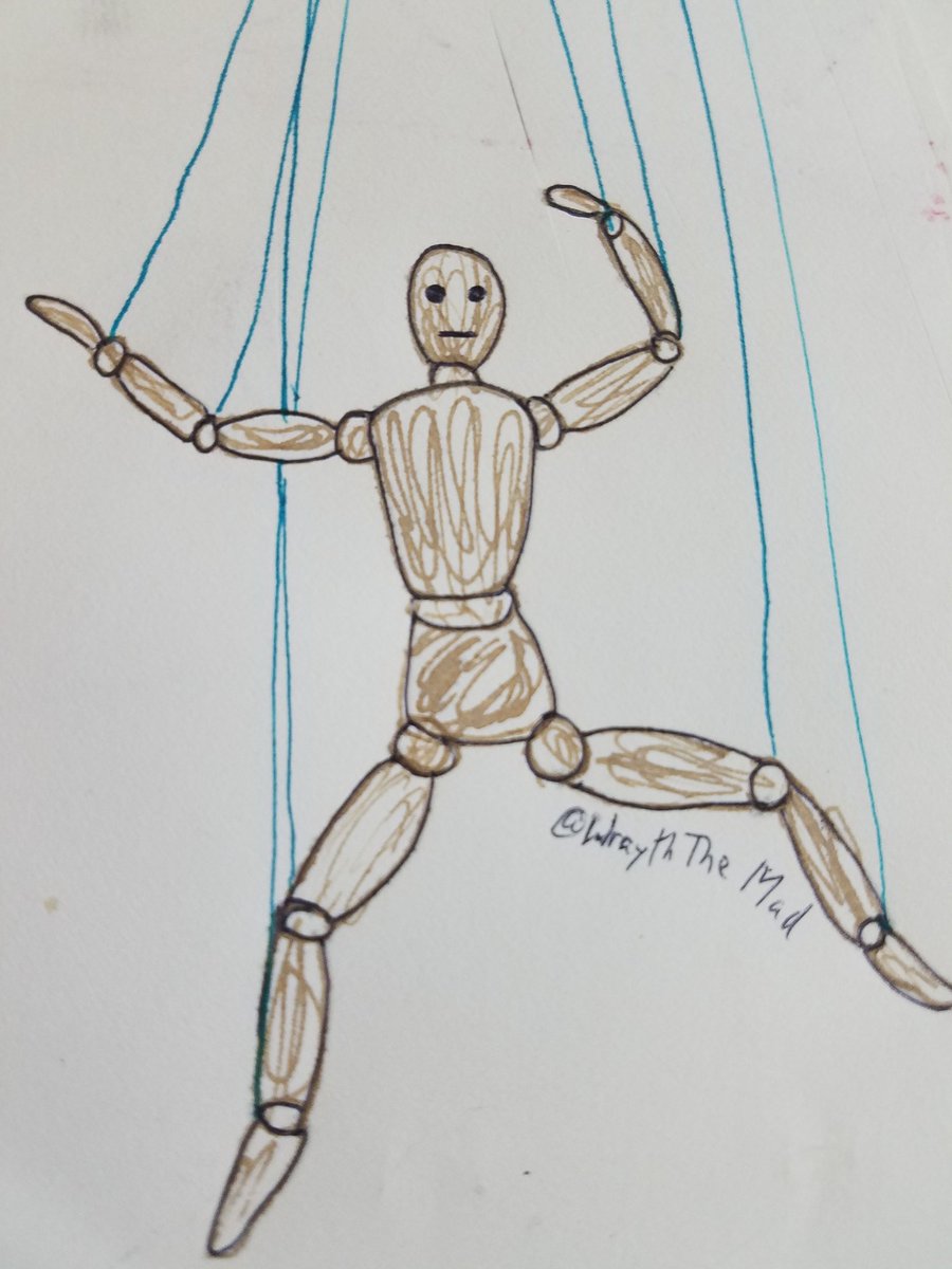 WraythTheMad's tweet photo. #Inktober Prompt 28: Marionette 

Decided to up the spook factor with a mannequin-ette

#Inktober2019 #inktoberday28 #cryptpals #inktoberchallenge #mannequin #puppet #strings https://t.co/4jBhRRsB9Y