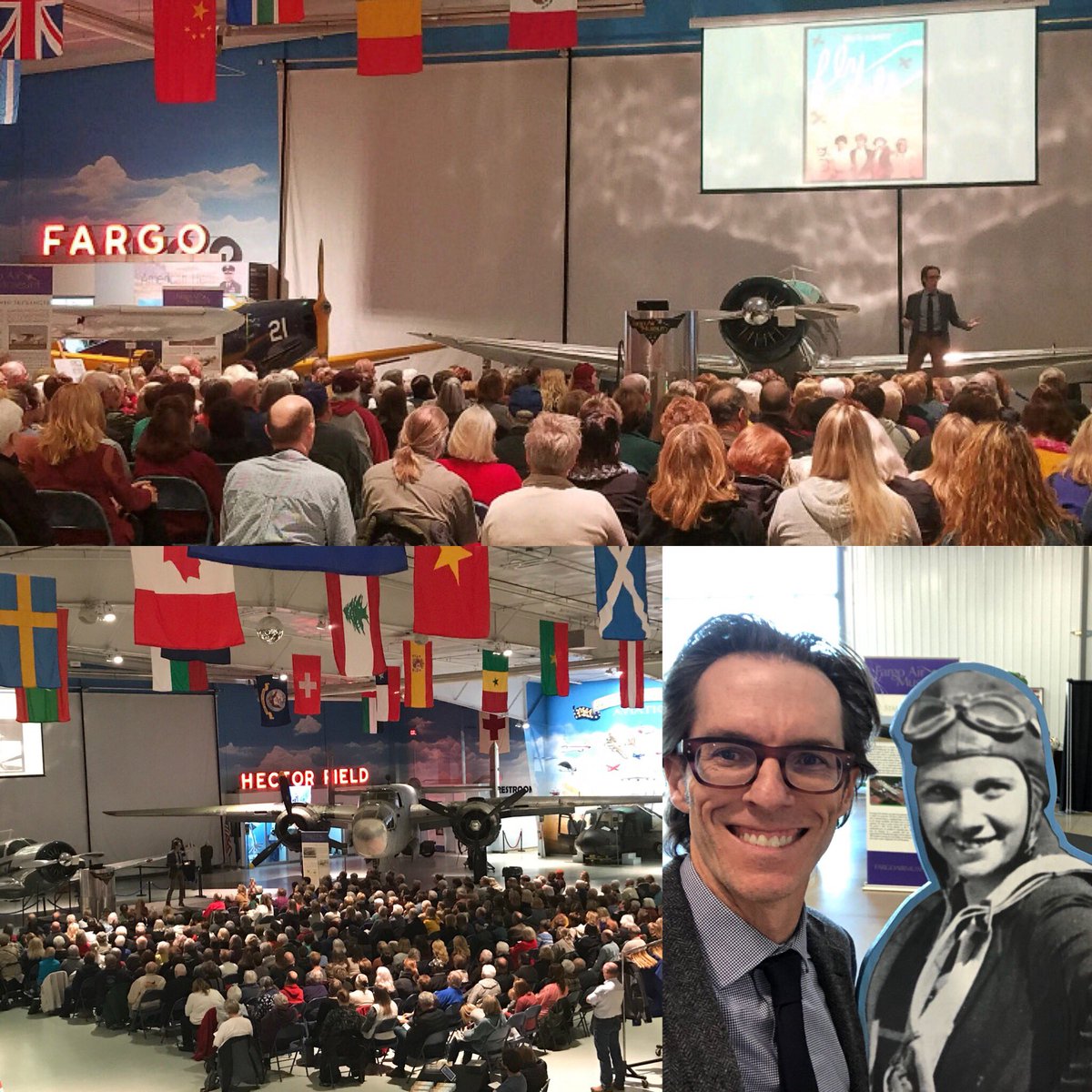 KeithOB's tweet photo. Fargo is my new favorite city—and #FlorenceKlingensmithDay is my new favorite day. Thank you to the @FargoAirMuseum, @fargolibrary, @MSUM_Library, and so many others for an unforgettable night honoring an incredible woman. #FlyGirlsBook https://t.co/Pd9Dfu8341
