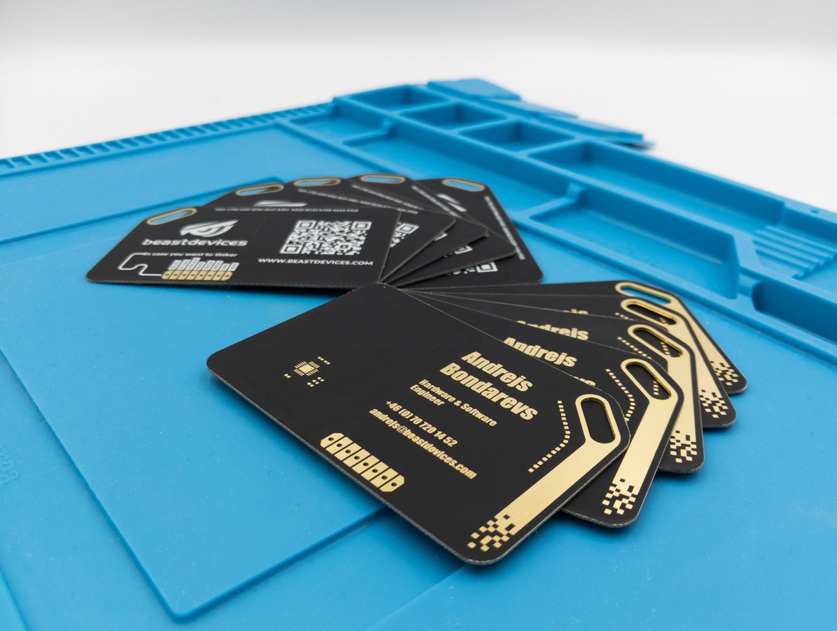 beast_devices's tweet image. Got the NFC business card PCBs!
#hackaday #hackster #hackadayio #PCB #MatteBlack #goldplated #businesscards