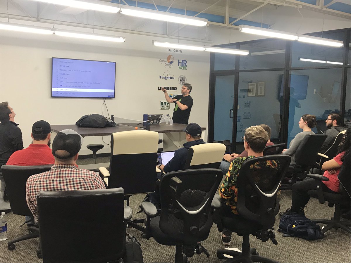 lynnaloo's tweet photo. Our spooky @NorfolkJS meetup is kicking off at our new location at @gotechark! https://t.co/3Jbcegp7Ub