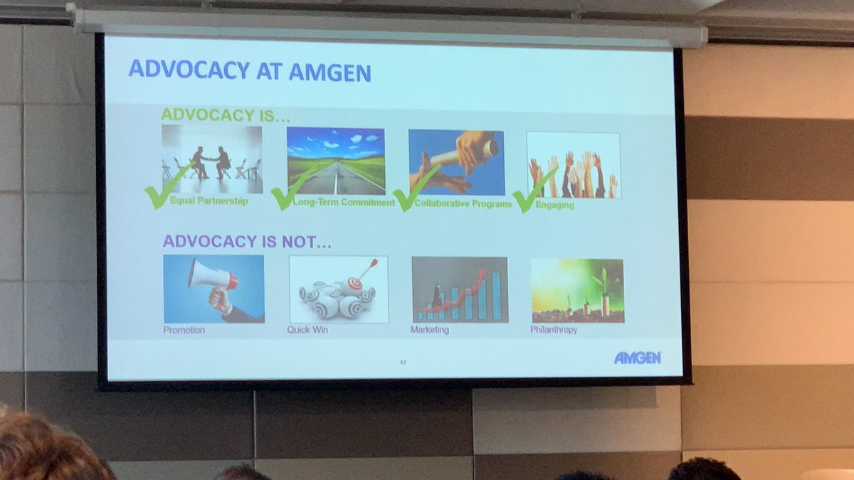 gvnagaraj's tweet photo. #bridgeProgram19 Sean Lybrand @Amgen says patient advocacy groups provide authoritative information on disease states, management- they are key stakeholders in R&amp;D, delivery of better patient outcomes @program_bridge https://t.co/w8QOhPSoAJ