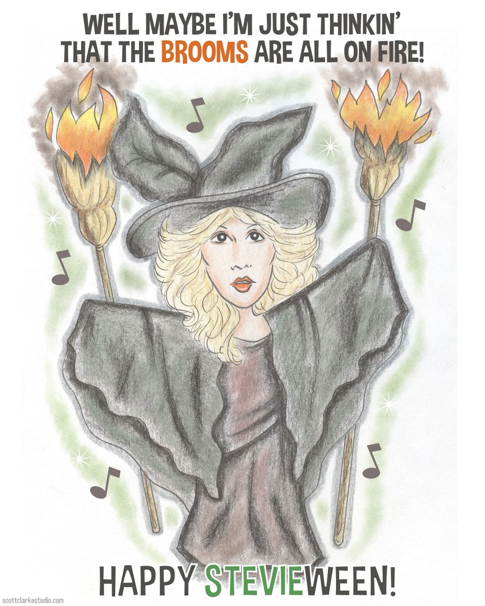 _scottclarke's tweet photo. Happy Halloween Stevie Nicks-toon! Happy STEVIEween!
 
#stevienicks #roomsonfire #happyhalloween #broomsonfire #fleetwoodmac #ROCKICON @StevieNicks https://t.co/ry6yNL9TsY