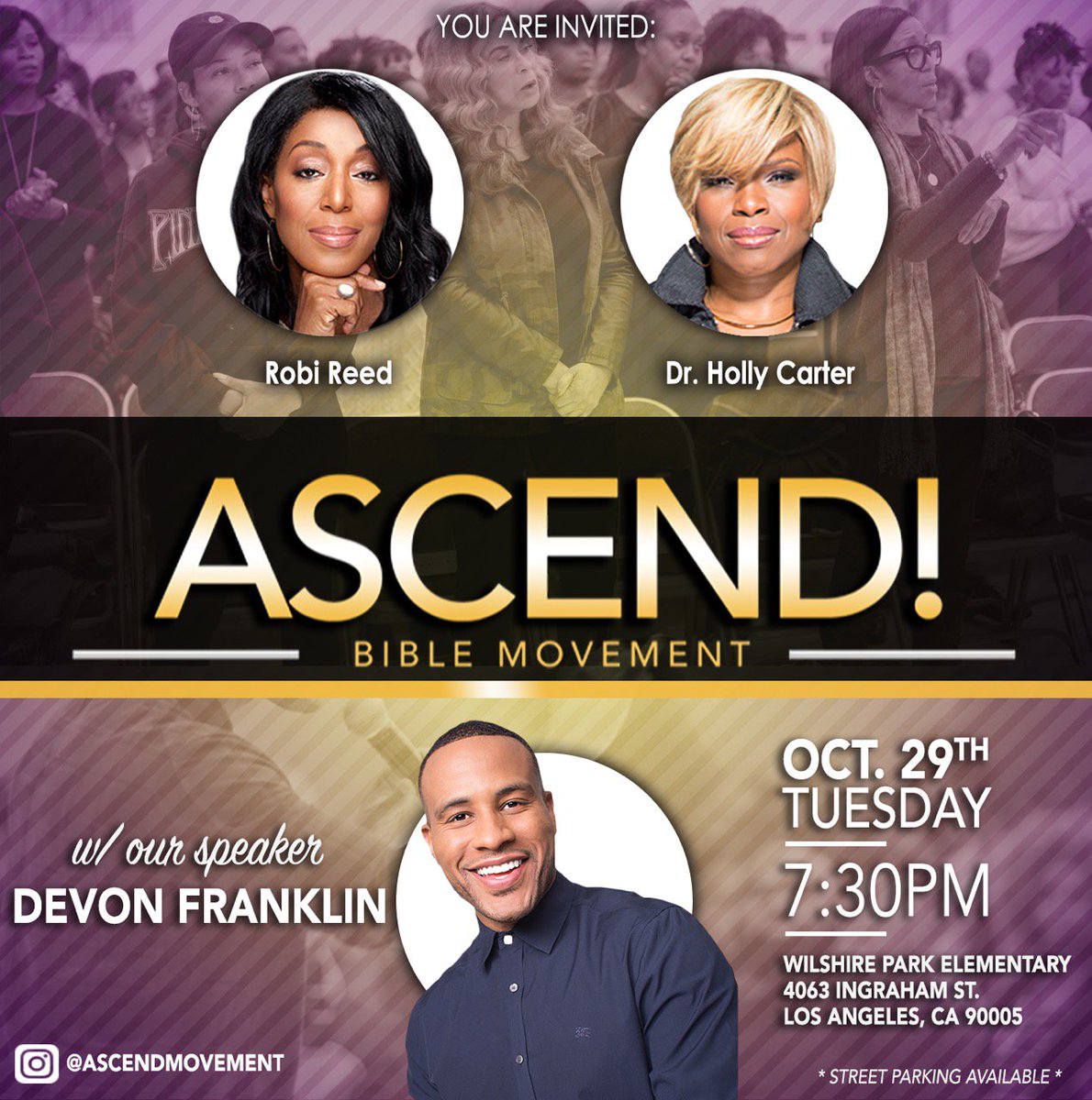 DeVonFranklin's tweet photo. JOIN ME TOMORROW NIGHT!! God has something specifically for you! You won’t want to miss #AscendBibleMovement - I'll see you at 7:30!! @ascendmovement https://t.co/8kUc9zJxDQ