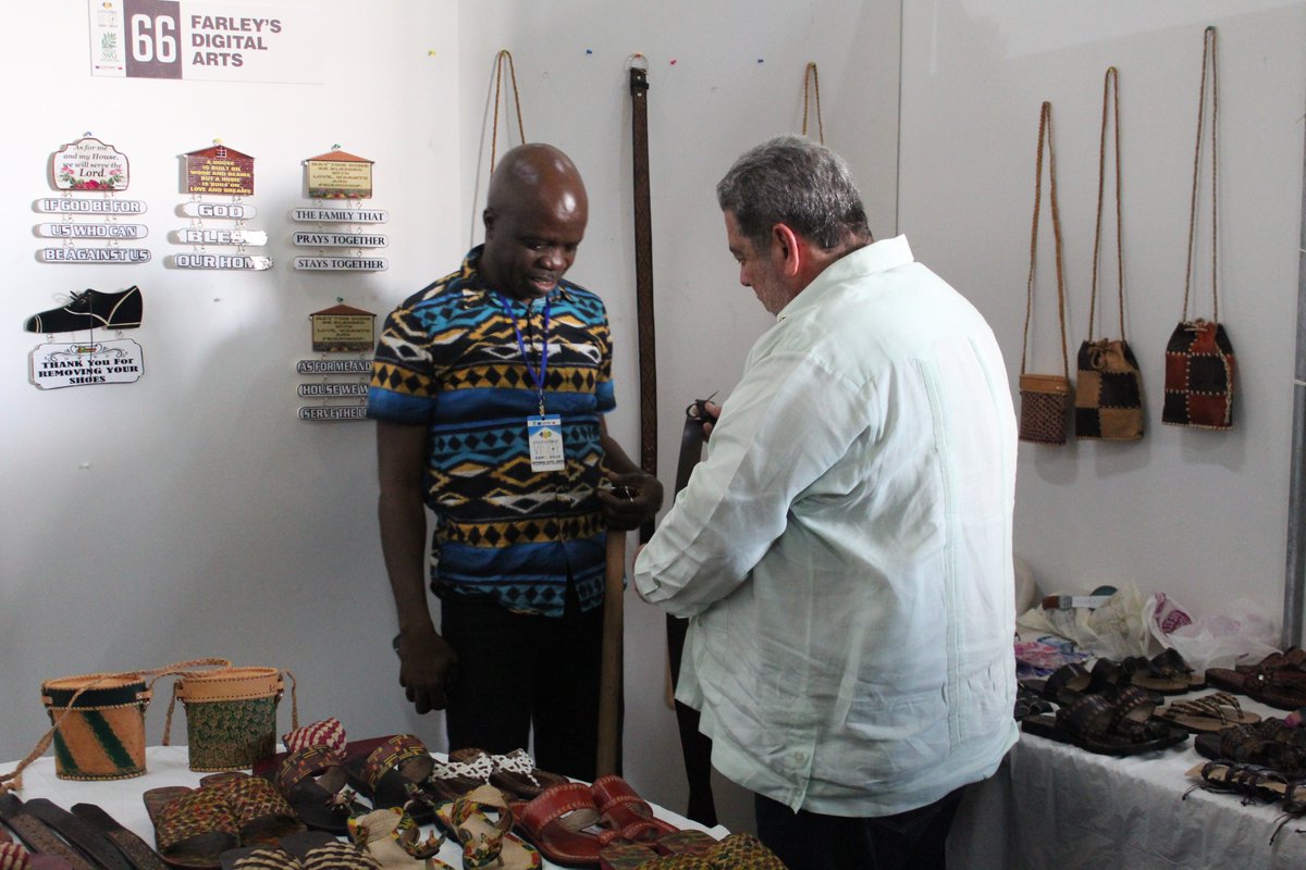Invest_SVG's tweet photo. Can you believe that our Everything Vincy Expo 2019 only has TWO days left? Yesterday, our Prime Minister Dr. Ralph Gonsalves, visited several booths - sampling and making a few purchases as he went along! #EverythingVincyExpo2019 #ExportDevelopmentSVG #InvestInSVG #BuyVincyFirst https://t.co/6Ey5yn4bMe