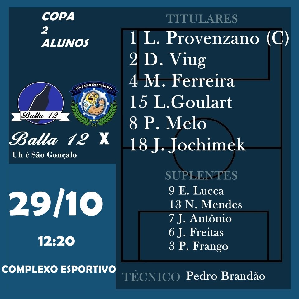 TimeBalla12's tweet photo. Escalação pronta para amanhã!

Venha torcer com a gente! #BALLA12 https://t.co/TuiLqKBdbH