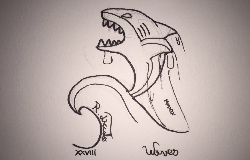 RPI_Design's tweet image. Here is my twenty eighth day of Inktober: The prompt was "Waves”

#waves #shark #October2019 #Inktober #Inktober2019 #Inktoberday28 #ink #draw #cartoon #traditionalart #Halloween  #halloween2019