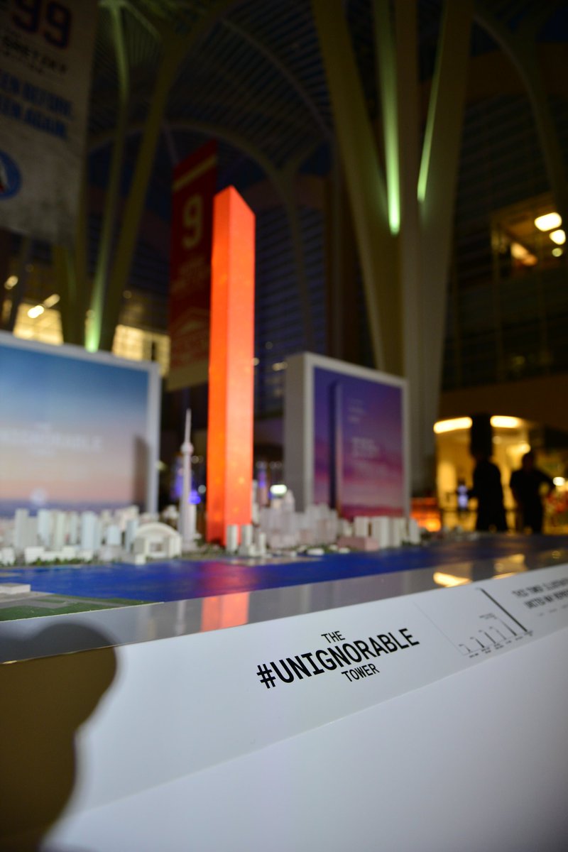 UWGreaterTO's tweet photo. Tonight we unveiled The #UNIGNORABLE tower to a packed house at Brookfield Place to put the size and scale of poverty in the GTA in perspective. 

The tower is not real, but the problem it represents is. #Poverty https://t.co/zBPFDoLbUj
