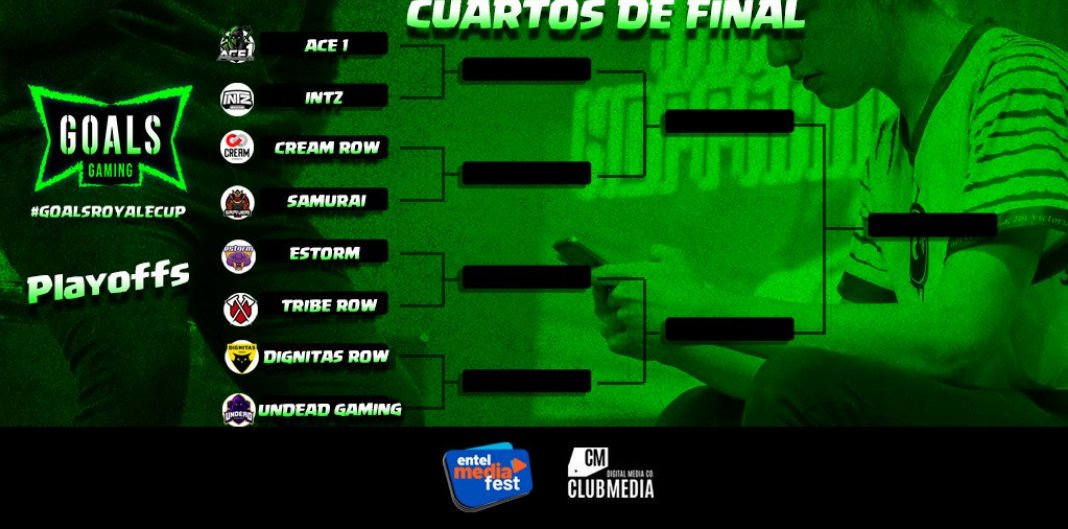 GOALS GAMING ROYALE CUP <a href="/GoalsPlay/">Goals Play</a>  / Cuartos de Final !

<a href="/DIGClashRoyale/">Dignitas Clash Royale</a> Vs. @UndeadGamingOK 

<a href="/Cream_EsportsGG/">ChichasLocas</a> Vs. <a href="/TeamSamurai_/">Team Samurái</a> 

<a href="/ACE1gg/">ACE1</a> Vs. <a href="/INTZeSports/">INTZ E-SPOSTS</a> 

<a href="/ESTORM_GG/">ESTORM ⚡</a> Vs. <a href="/TribeGaming/">Tribe Gaming</a> 

  youtube.com/watch?v=WOMmJo…

Junto a <a href="/saintsmartinez/">Saints</a> !