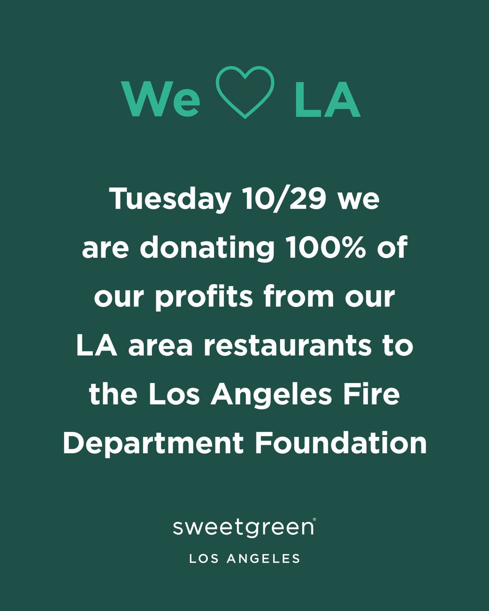 We stand with our community affected by the Los Angeles fires. Tuesday 10/29, we’ll be donating 100% of profits from our Los Angeles restaurants to <a href="/LAFDFoundation/">LAFD Foundation</a> - providing first responders with essential equipment, training, education and outreach.