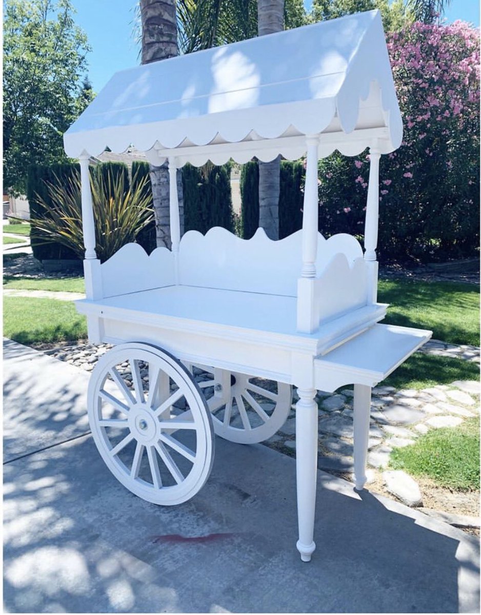 Our candy/ dessert cart, ready for rentals ! Add to your next event set up 💕custom built by  Amazonite décor. This cart is definitely detailed and unique 😍 
#amazonitedécor #candycarts #candy #parties #birthdays #genderreveal #babyshower #eventsplanner #partyplanner