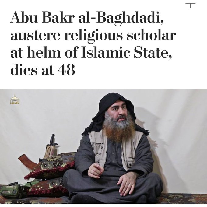 82. But in the DC  #Swamp, at the feed trough of the Bezos C⟘A  #WaPo they are mourning the death of the  #austerereligiousscholar  #Baghdadi. President Trump tells us  #BaghdadiDiedLikeADog.  #WaPoDeathNotices. No wonder.  https://theconservativetreehouse.com/2019/10/27/flashback-2016-secretary-of-state-john-kerry-admits-president-obama-intentionally-armed-isis-in-syria-audio-recording-and-transcript/#more-174699