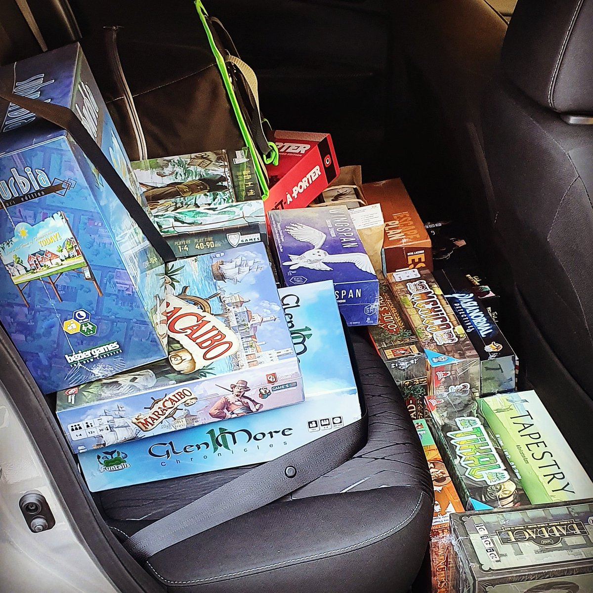 My babies and I arrived safely at home!

A glimpse of my #loot of #SPIEL19 #boardgames: #Kickstarter pledge pick-ups, #deals and #gifts.

Safety first!