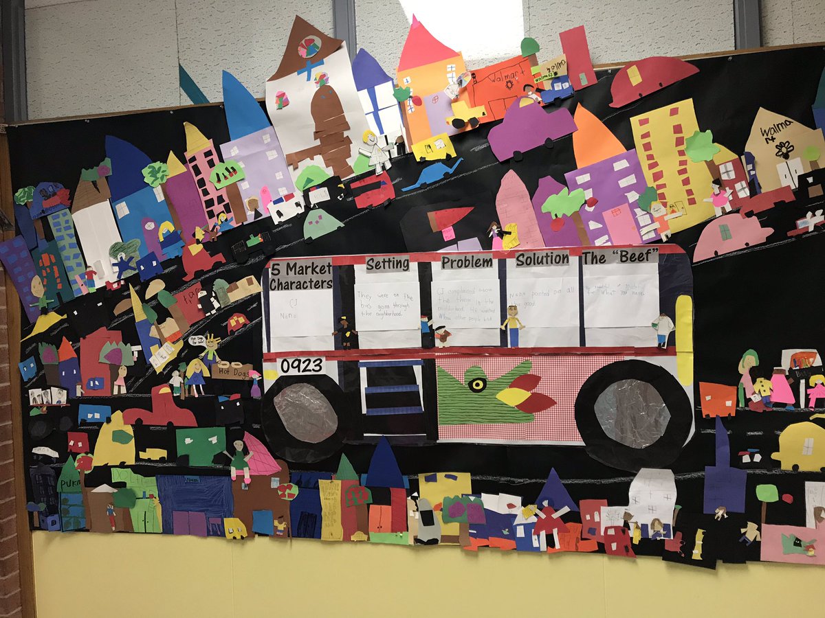 sarahkaybrent's tweet photo. Our mural game is strong!  Story elements of Last Stop on Market Street by Matt DeLaPena #1stgrade #interactivewriting @mattdelapena @SouthGeorgia1 @southgeorgiapta https://t.co/E5ulqPG0lI