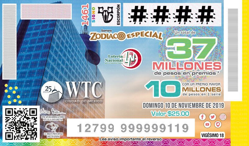Lotería Nacional (@lotenal) on Twitter photo Celebrando 25º Años de Historia, el World Trade Center es la imagen de nuestro sorteo Zodiaco Especial no.1461, que se estará distribuyendo por toda la República Mexicana <a href="/WTC_Mexico/">WTC México</a> Celebrando 25º Años de Historia, el World Trade Center es la imagen de nuestro sorteo Zodiaco Especial no.1461, que se estará distribuyendo por toda la República Mexicana <a href="/WTC_Mexico/">WTC México</a>