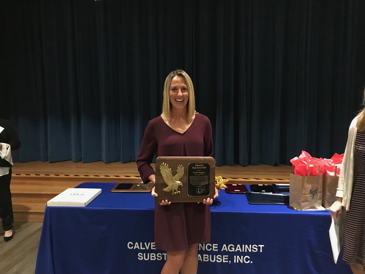Congrats to ms fregelette Eagle Award for Education recipient from the Calvert alliance against substance abuse. Way to go <a href="/FITwithFRIDGE/">Caitlin Fregelette</a>!
