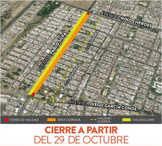 AFmedios's tweet photo. #ReporteAF 
El Ayuntamiento de #VilladeÁlvarez ha dado a conocer que el tramo de la Av. Pablo Silva, desde la Av. Niños Héroes hasta Av. Diego García Conde, permanecerá cerrada desde este martes 29 de octubre ya que la vialidad será pavimentada. https://t.co/5mVlrPZrkY