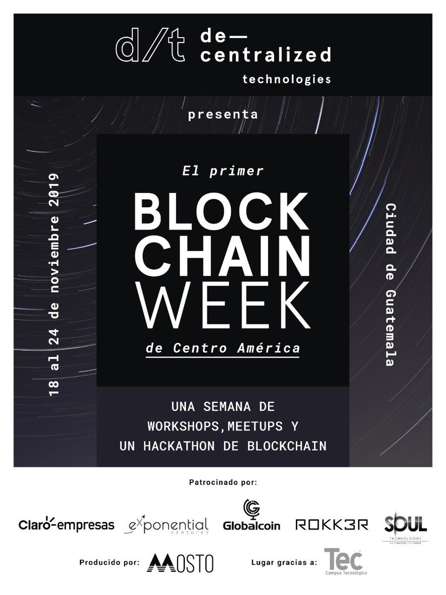 SimpleICO's tweet image. The first Blockchain Week in Central America! 🚀 Starting November 18. 
Stay tuned for details from @decentral_tech