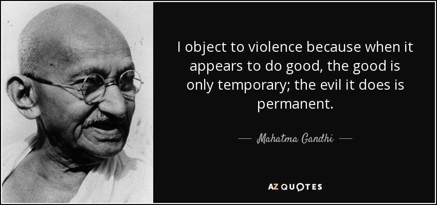 marcelomena's tweet photo. Me opongo a la violencia porque cuando parece hacer el bien, ese bien es solo temporal. La maldad que logra es permanente. Mahatma Gandhi. https://t.co/GgtK3S4YVj
