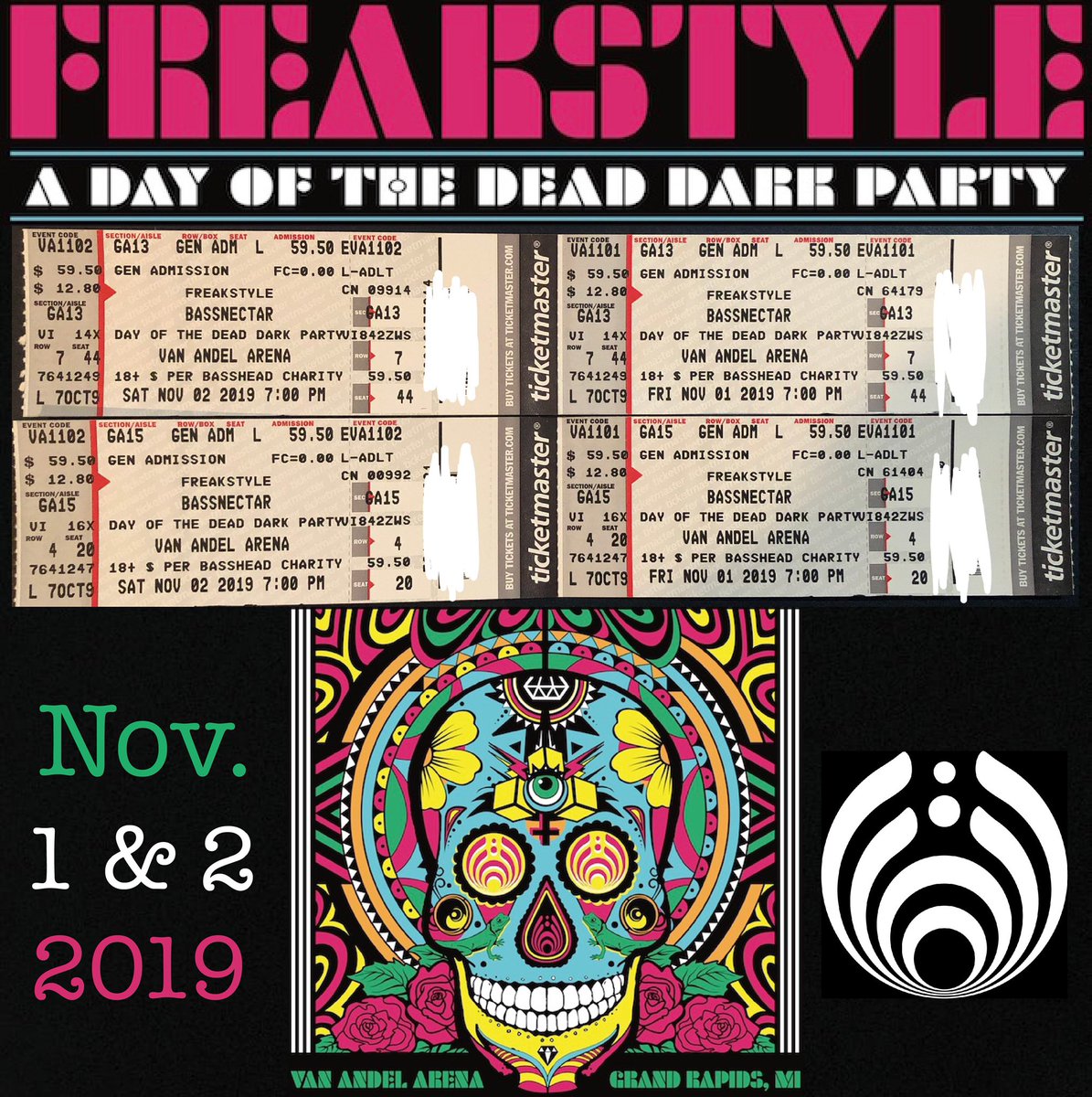 mattmoeller_'s tweet image. 2 Extra Pairs. Bassnectar Freakstyle Day of the Dead Dark Party. Nov. 1st &amp;amp; 2nd. DM for info. #bassnectar #Freakstyle #dayofthedark #halloween