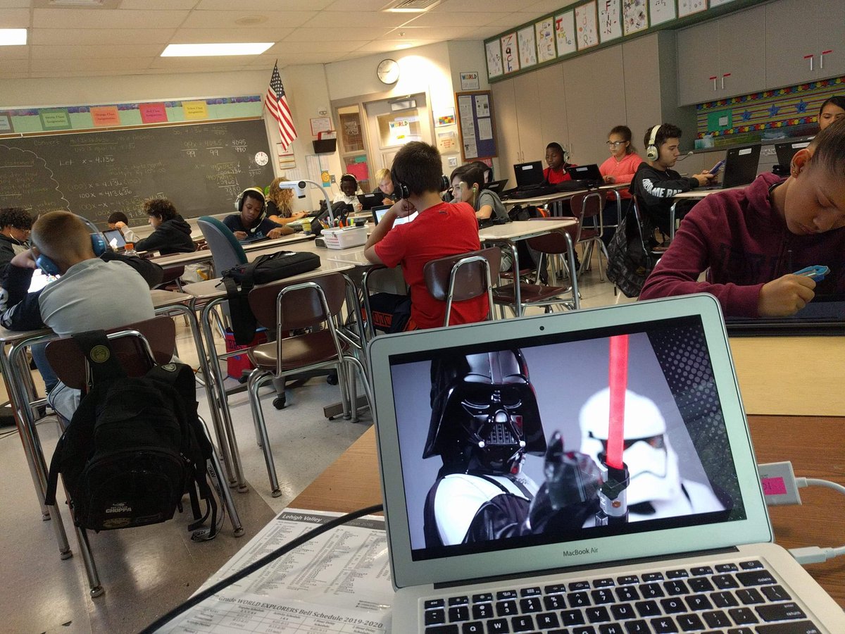 MissVanderstel's tweet photo. #TheForce is strong with  #LenovoTouchScreenChromebooks in our math classroom! Students are excelling through self-paced learning - armed with a #stylus as their #lightsaber @BASDnortheast @NETeamExplorers #BASDEmpower #NortheastPROUD https://t.co/T1vwDXyAhT