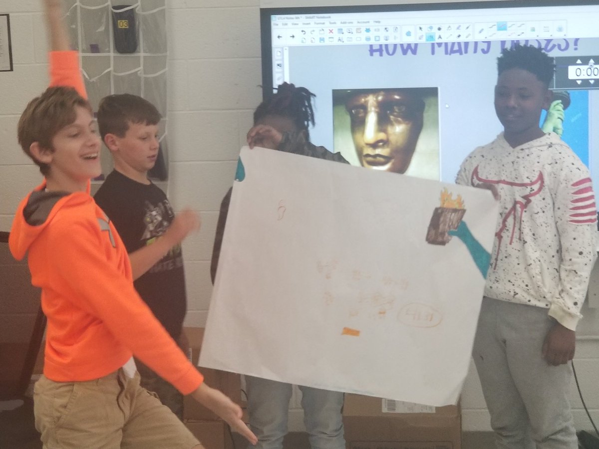 MrsLori_Math's tweet photo. Do you know how long the Statue of Liberty's arm is?  What if the only information you were given was that the length of her nose is 4.6 feet?  Could you figure it out?  6th graders can... using ratios to convert measurements from inches to feet and by setting up a proportion. https://t.co/0Fc4F5RBGS