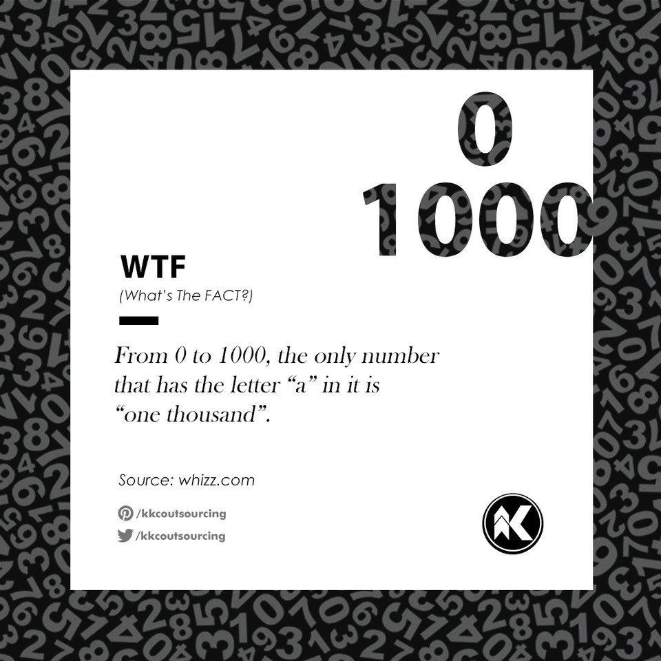 kkcoutsourcing's tweet photo. Imagine someone writing out the numbers one through 1,000—the word forms, not the numbers. One, two, three, four, and so on. Eventually, this person might start to notice the conspicuous absence of one letter—the second most common letter in English, no less.

#KKC #KKCOC https://t.co/K1ezVaaRtj