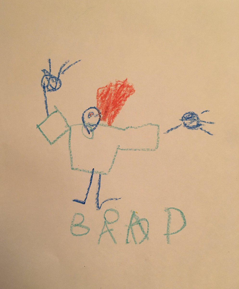 IrishJRDC's tweet photo. My 5-year-old son drew a picture of Brad from the Xavier Riddler commercials because he’s a big fan of yours, @bradmeltzer, and he’s excited for the show! https://t.co/IWbiupnsRs
