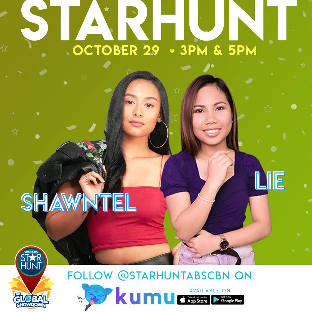 starhuntabscbn's tweet photo. Feel the KILIG mula sa kanilang mga tinig 😍 Tara sa Kumuntahan with Shawntel and Lie mamayang 3PM and 5PM only on @starhuntabscbn on Kumu! #SHKumuShawntelLie

I-download na ang Kumu at magkita-kita tayo mamaya, Starmates! 🎉 https://t.co/3jPe8hX7LB https://t.co/1fVrvT2Lo7