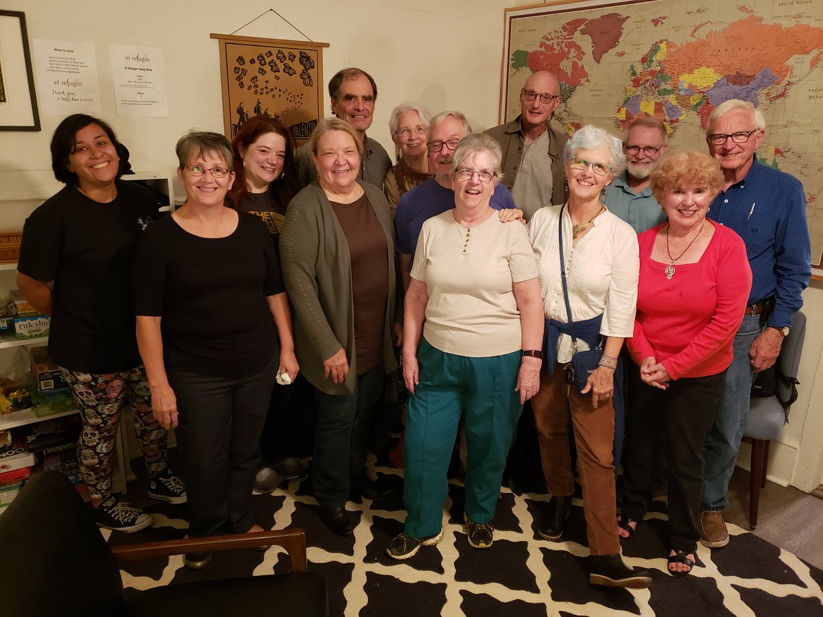 Kemp4Democracy's tweet photo. A group from NC at @elrefugioga. We visited immigrants at Stewart Detention Center where 1900 people are being held under brutal conditions in the for-profit prison. #LoveTrumpsHate https://t.co/RL9w7MnhPG