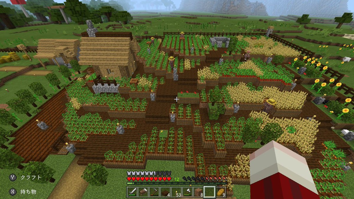 Nami マイクラ日記 食料が無くなりつつあるので村の畑を拡張 西側の丘を利用して段々畑にした 頂上には小屋か何かを作る予定 色々植えてほしいけど村人は芋ばかり植える Minecraft マイクラ マインクラフト マインクラフト初心者