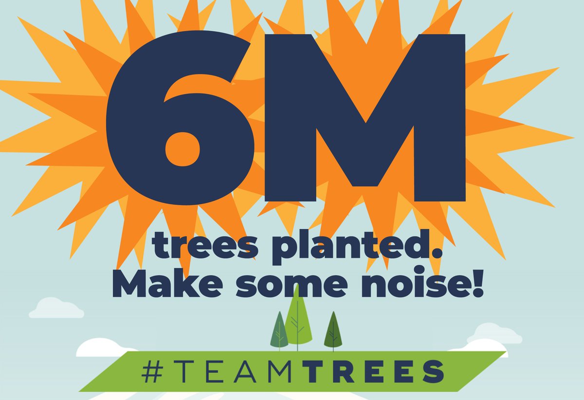 Go #TeamTrees -- we're crushing this together! Let's go faster! All you creators. All you kids teaching your parents. The redditors. The meme-makers. You're making this real!