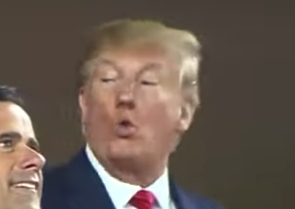 5/ When he hears the announcer mention him and the First Lady, he rotates his head and neck to his right (0:10). Notice the expression on his face. His eyebrows and forehead are significantly elevated — while his eyelids are nearly closed.