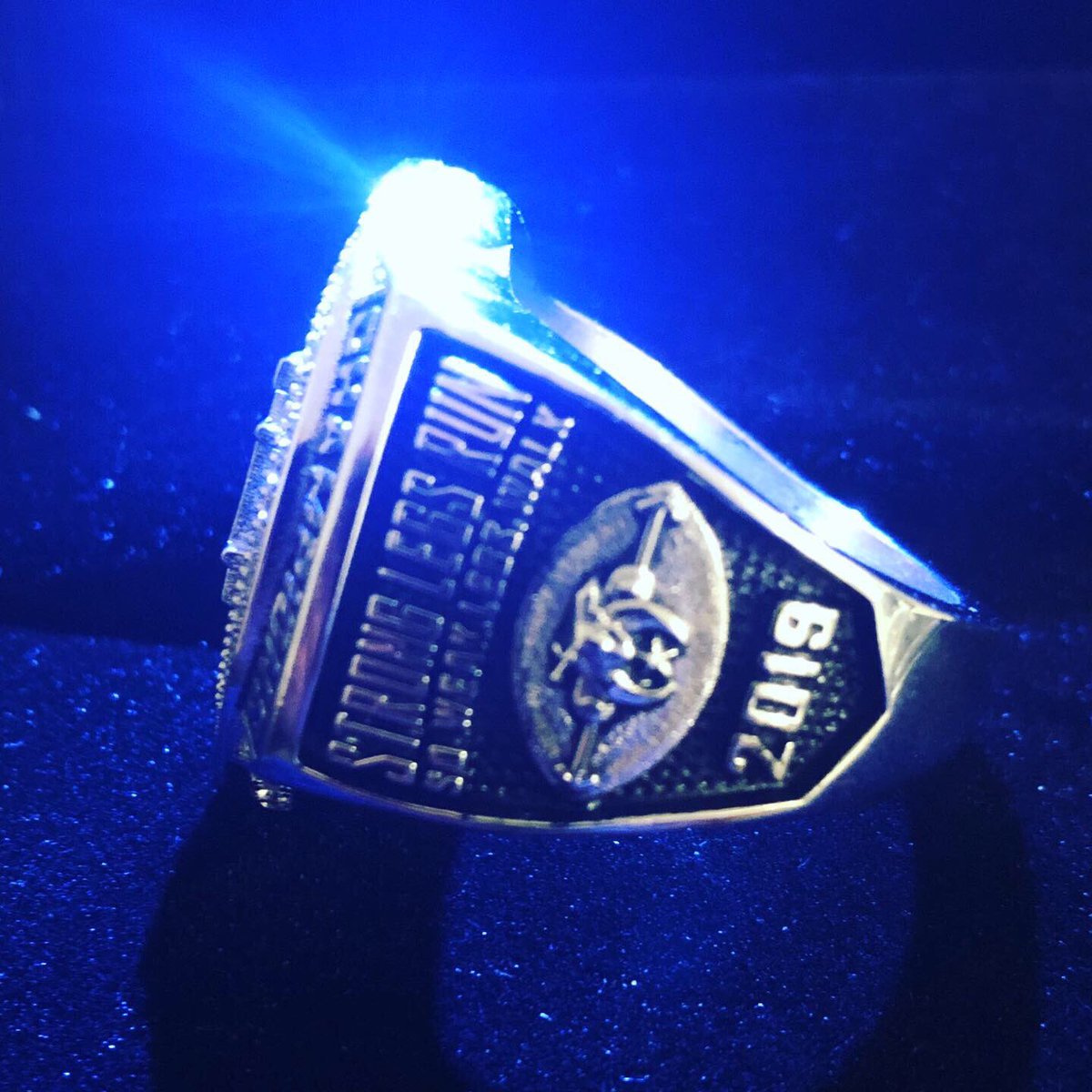 CoachRaycraft's tweet photo. The hardware has arrived.  Proud of the work and commitment all the players, coaches and their families put in defying odds in representing the state and winning the 2019 Shrine Bowl. A historic game to help kids everywhere. @603SportsMedia #NotToday #stronglegsrun https://t.co/hZjEdATZku