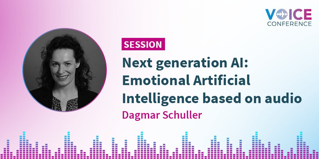 Voice_Con's tweet image. Thanks to #MachineLearningMethods, the audio signal can be used to identify much more than just the content of what they said.
Dagmar Schuller will present the #NextGenerationAI at #Voice_Con.

Check out the session &amp;gt;&amp;gt; ow.ly/yKcO30pN0o9 

#VoiceFirst #AI #EmotionalAI