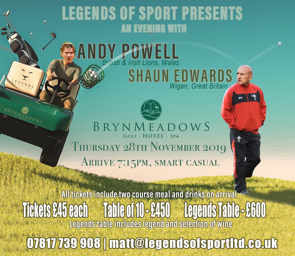 BrynMeadows's tweet image. We’re looking forward to welcoming @andypowell18  and Shaun Edwards to the Legends of Sport dinner on November 28th.
Have you got your tickets yet?
#legendsofsport #rugbylegends #meetthelegends