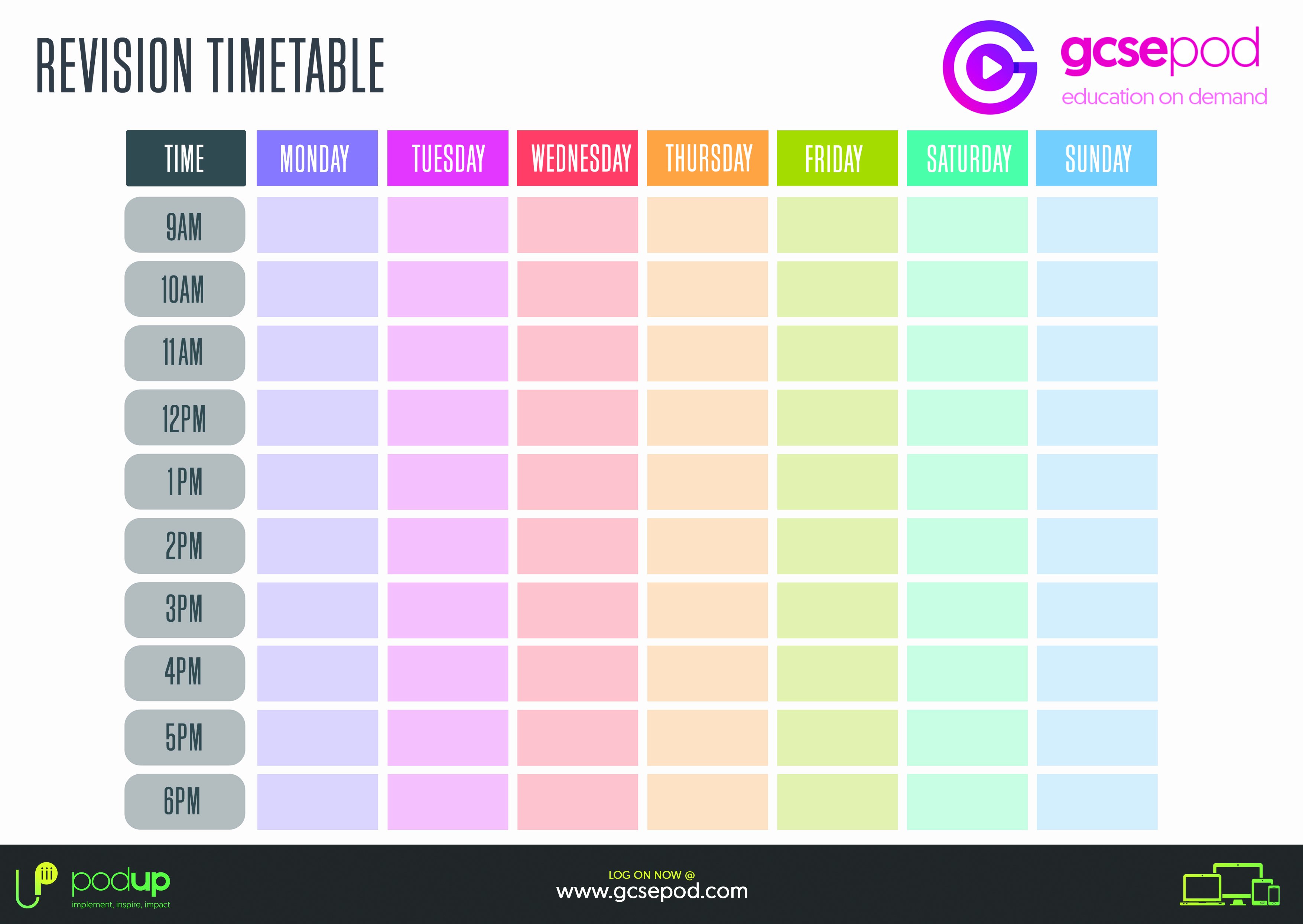 Blank revision timetable template sarseh