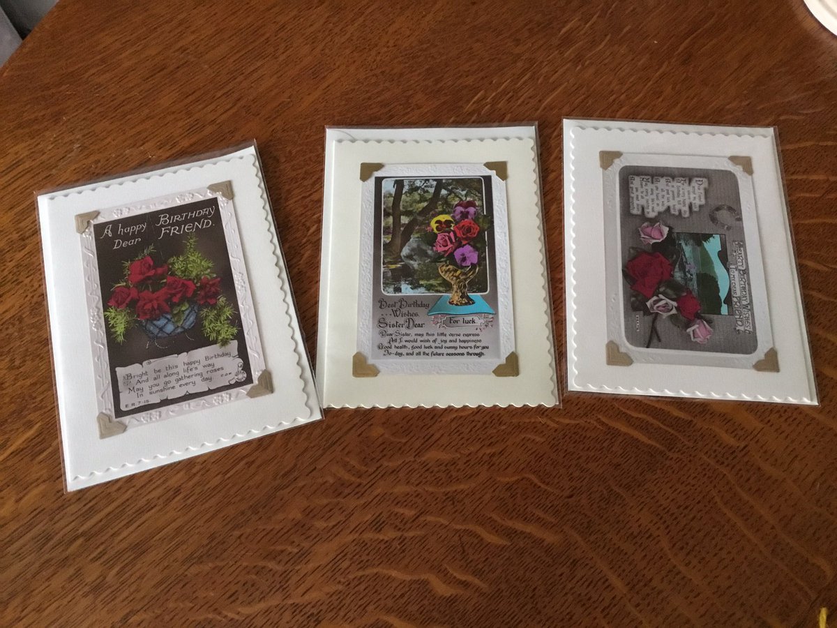 WardonHill's tweet photo. New range of greetings cards by JP #recycling vintage postcards &amp; playing cards which are corner mounted, enabling the recipient to detach them. Over 50 traders. #antiques #vintage #collectables #tearoom https://t.co/Jdpcr3nIeZ