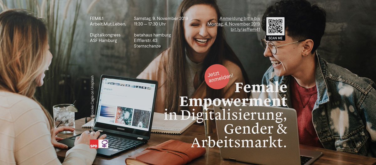 asfhamburg's tweet photo. So, nach einer längeren Pause sind wir wieder da. Und boomen gleich mit unserem Event #Fem4_1 #ArbeitMutLeben ins Twitter-Universum. Das ist unser @asfhamburg #Digitalkongress mit Schirmherrin Dr. @melanieleonhard im @betahausHH. #Digitalisierung #asfhamburg #Empowerment @spdhh https://t.co/nHPAhKtaDZ