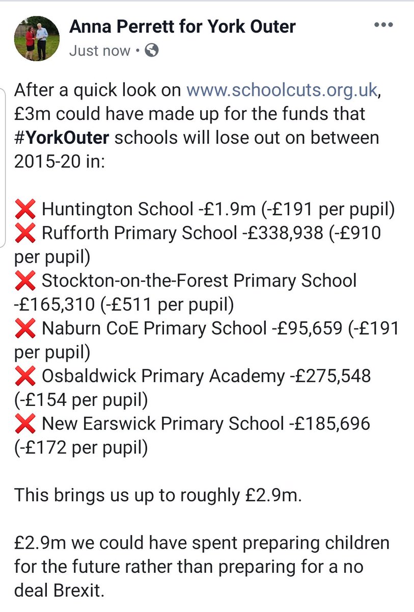 I've done some quick calculations using schoolcuts.org.uk and we really could have done some good in #YorkOuter with that £3m. <a href="/york_neu/">NEU York</a> <a href="/labouryork/">York Labour</a> #NoDealBrexit