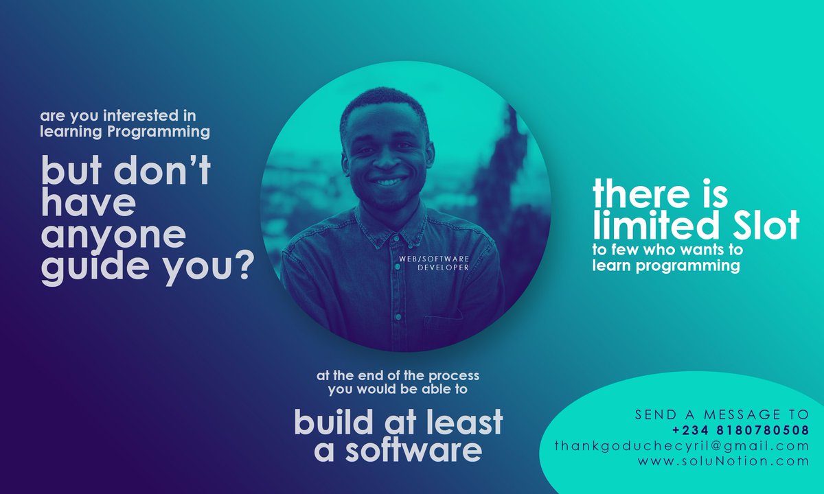 cyril_thankgod's tweet image. Hi, about to start taking individuals who has shown interest. So there is still limited slot available to few people who wants to learn programming.

And at the end of the process, you will be able to build at least a software.

#programmingWithCyril