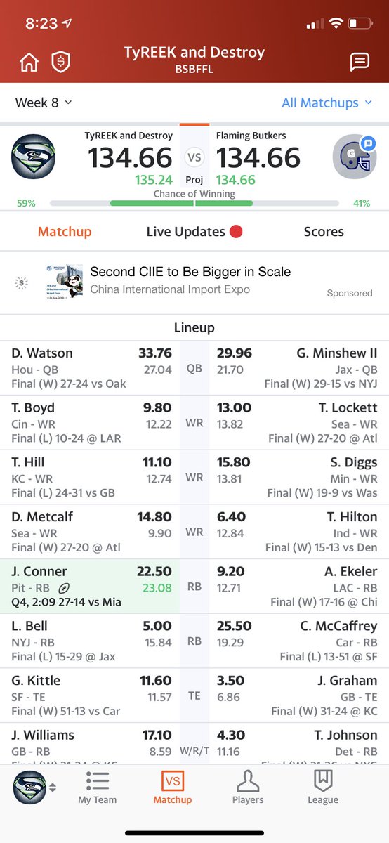 bekilpatrick's tweet photo. @MikeTagliereNFL This game was very exciting... until JC couldnt run his final play... https://t.co/MxyCea9y7M
